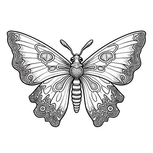 traditional moths No Shadow. Cartoon. Coloring page. Vector. Simple.