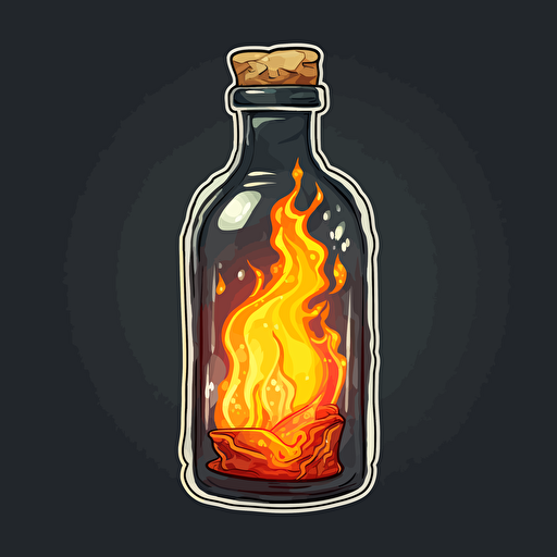 vector sticker a bottle with a flame