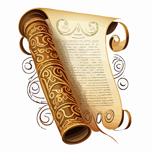 vector logo of a monastic scroll filled with writing, white background