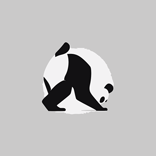 abstract vector logo of a black and white panda. Downward dog yoga pose. Minimal. Clean. Basic.
