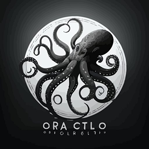 octopus, minimalistic, logo, black white, vector