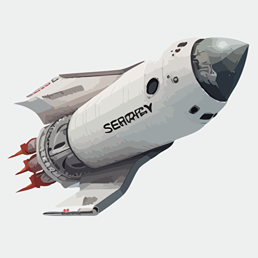 spaceX starship with superheavy, vector art, white background