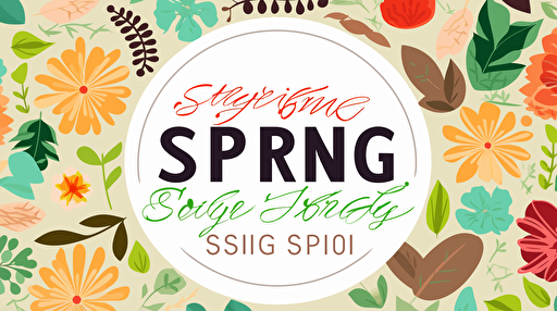 flat vector logo for Spring Flooring Sale, bright colors, white background