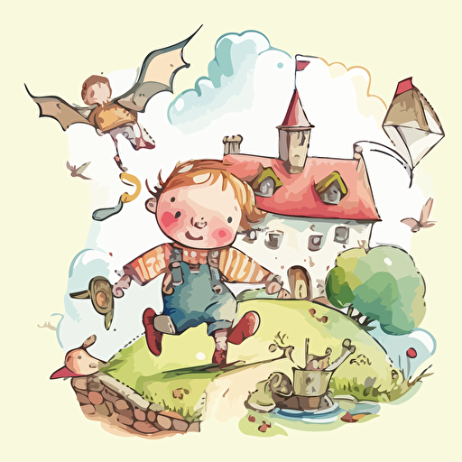 nursery rhyme pen drawings watercolour,colourful,vector,— v5