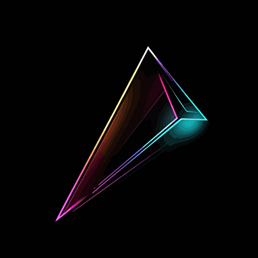 futuristic iconic logo of a mouse cursor resembling a prism, white vector, on black background