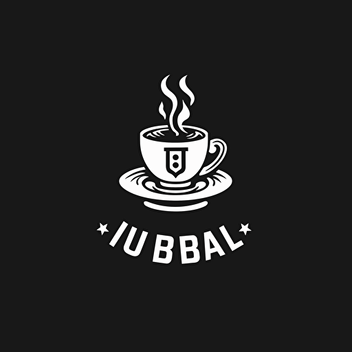 create a modern simple, minimalist logo of "UB" brand, this logo is for a cafe that sell coffee and french pastry. black and white, high resolution vector. The logo have a cup of coffee with french pastry element on it. The overall effect should be a logo that feels both modern or urban lifestyle.