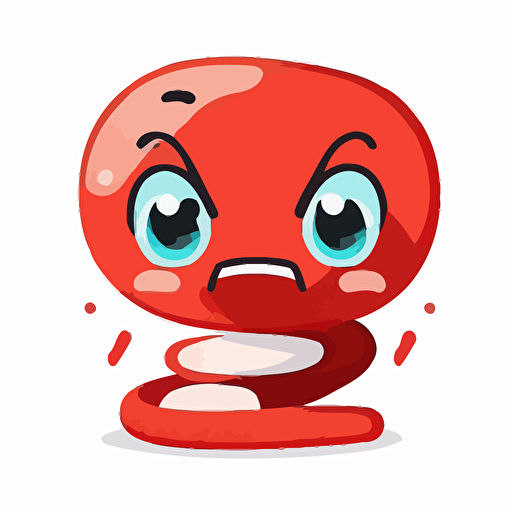 cute red snake kawaii style, vector, white background, cute facial expression