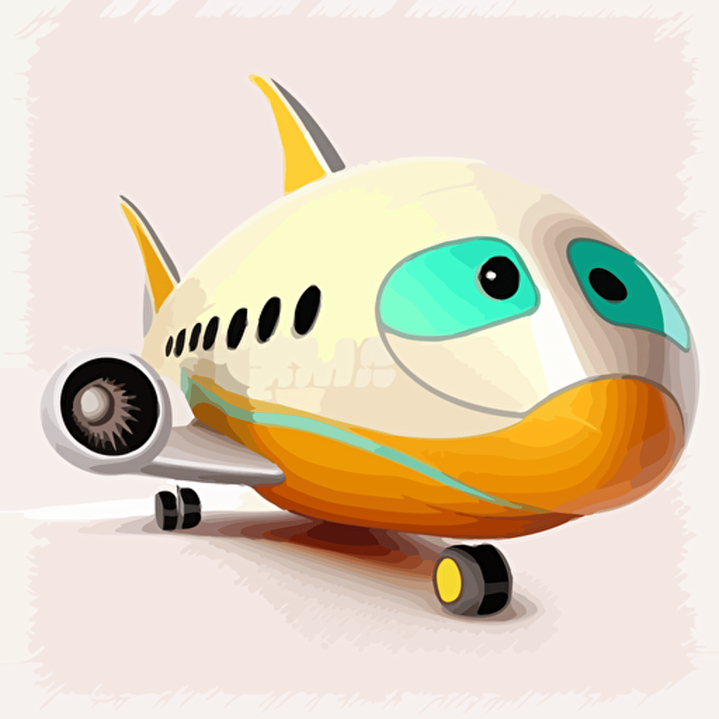 Cartoon happy funny airplane on white backgroud