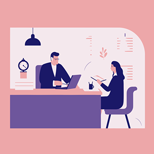 flat vector minimalist illustration of people working in a notary office