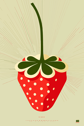 minimalist strawberry, Bauhaus style, retro colours, vector work, ultra resolution,