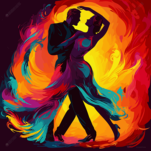 vector illustration of a couple dancing the tango in vivid colors