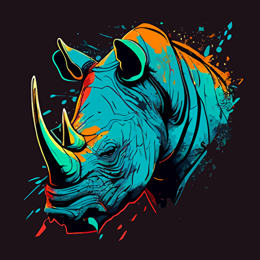 color vector art of a stylized angry rhino
