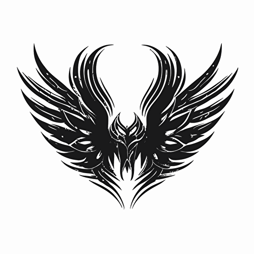 a timeless modern logo of spread wings black vector white background