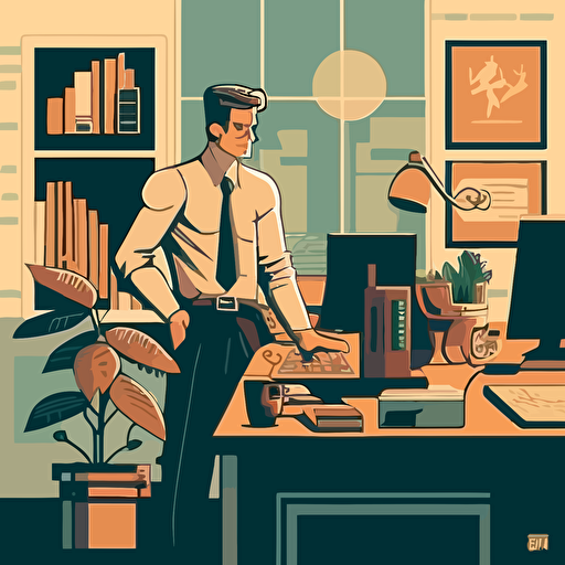 create a vector flat style for office going guy