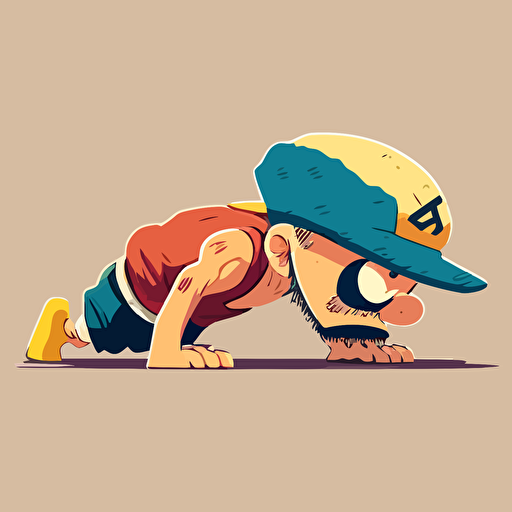 one piece doing push-ups, vector style, side view