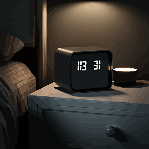 a nightstand with a small digital alarm clock. Modern. Moody. Vector