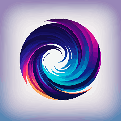 flat vector logo of circle, swirling vortexes, blue purple gradient, simple minimal