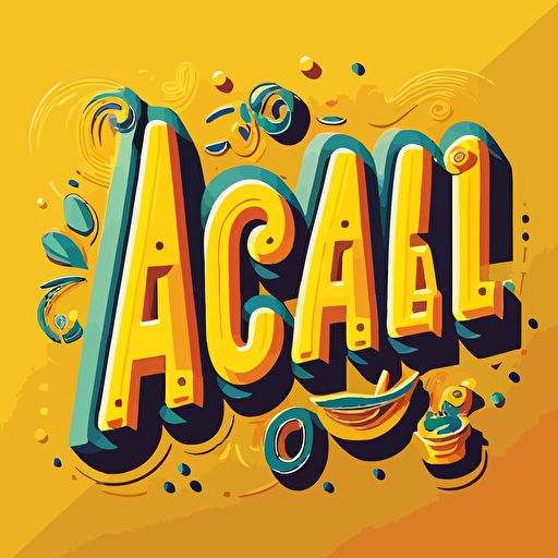 “ACCAPELLA” yellow cartoon vector font