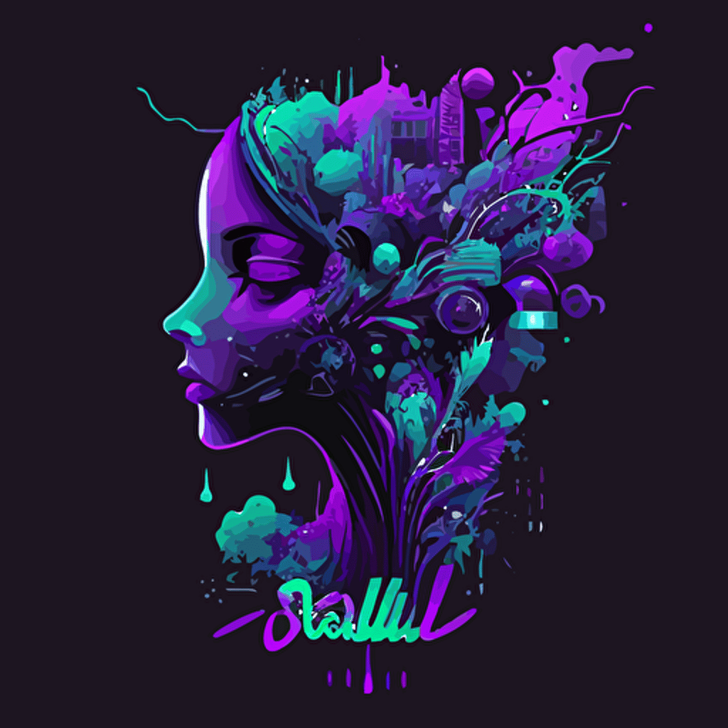 vector illustration of scalability and AI designmilk purple black blue green