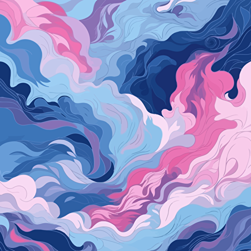fresh powder illustration, epic composition, 2d vector, blues and pinks, seamless pattern