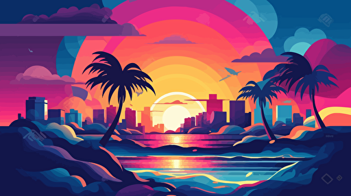 vector art style, with gradients, suburst,
