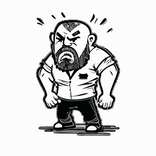 a frustrated 40-year-old man, full-body, black and white vector twitch emote style