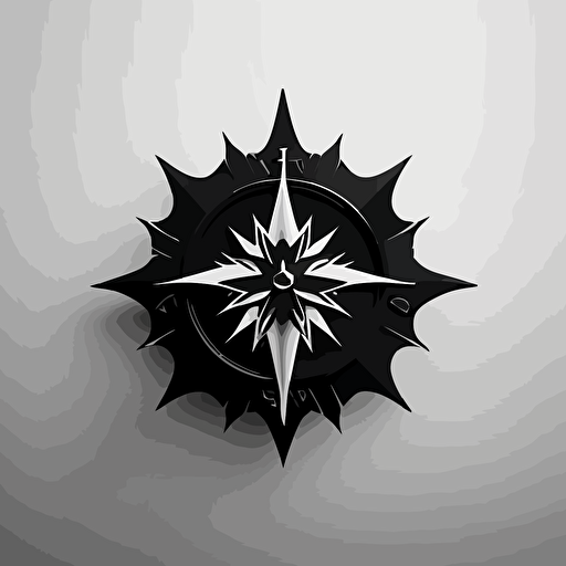 abstract star and compas based logo for a high end watch brand in black and white and simple modern and elegant vector style
