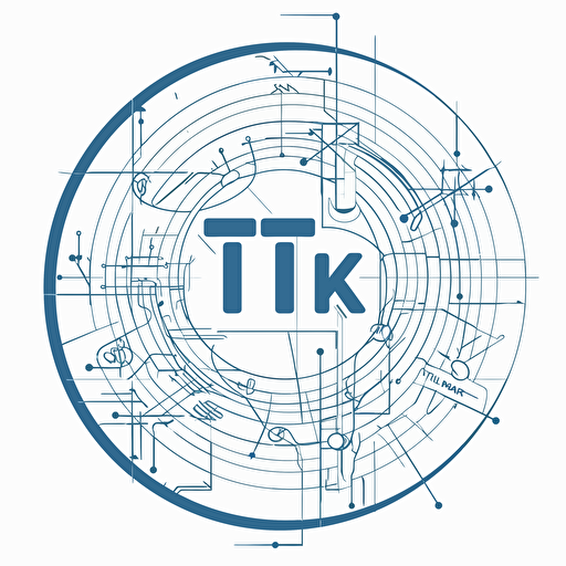 vector 3 dimensional TIkTOk logo blueprint drawing on simple white background