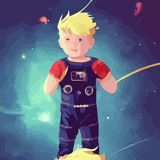 little boy short blonde hair floating space wearing space suit background nebula clean cel shaded vector art shutterstock behance hd lois van baarle artgerm helen huang makoto shinkai ilya kuvshinov rossdraws illustration art ilya kuvshinov