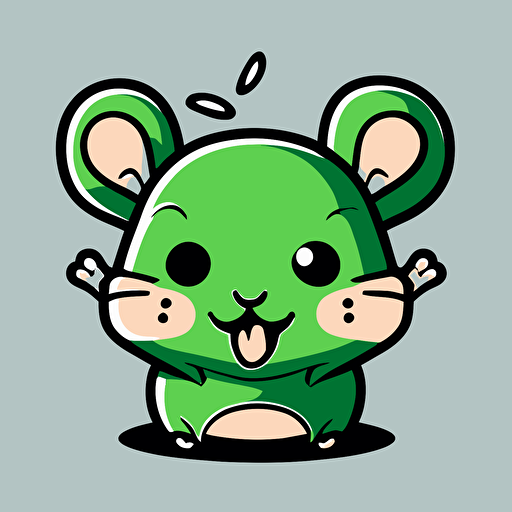 a vector image twitch emote cute mouse, green, looking hyped up, clear, clean design, sweet, emoji