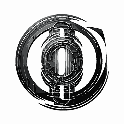 a futuristic monogram logo containing all the alphabets from the word O S M I Q U E, black vector on white background, flat, 2-d
