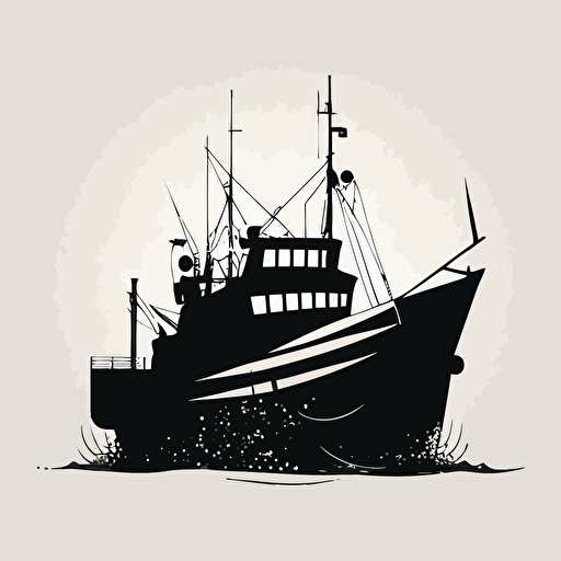 fishing ship silhouette symbol, simple, vector