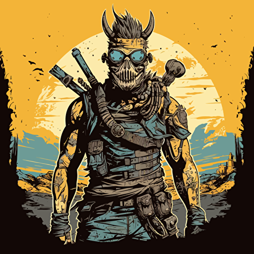 post apocalyptic warrior raider vector illustration