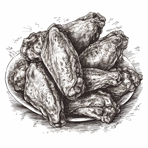 vector illustration of chicken wings, hand drawn, detailed