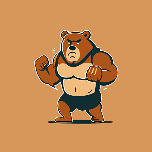 sports team mascot, hungry bear, vector, minimalist, simple