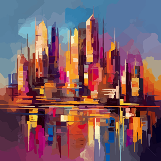 colorful, abstract, city scape, oil paint. vector.