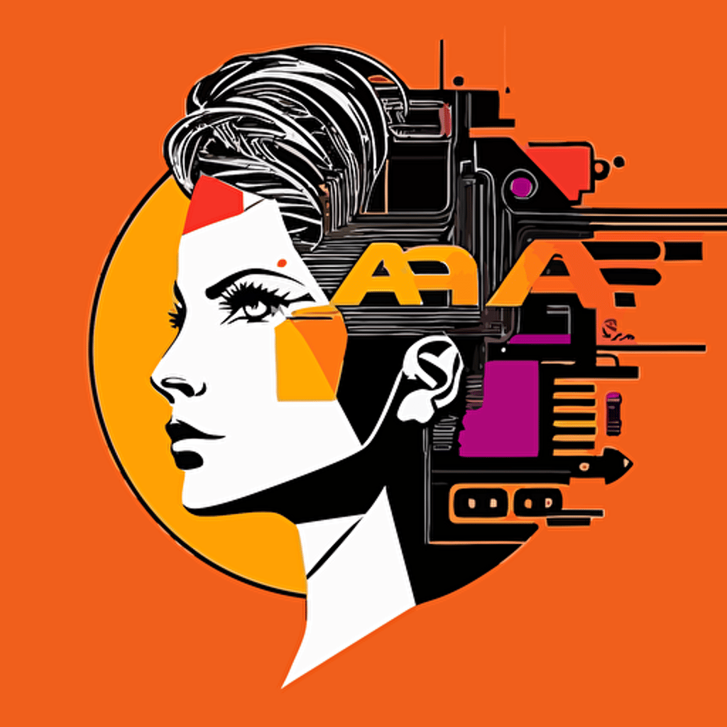 popart logo for AI powered tech and art company, vector, simple