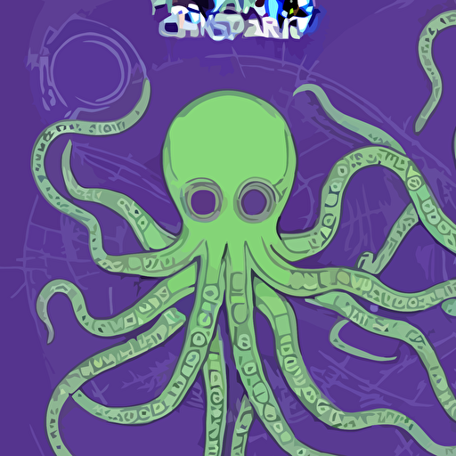 psychedelic concert poster cyborg robotic symmetrical octopus vector art 8k trending artstation typographic concert poster