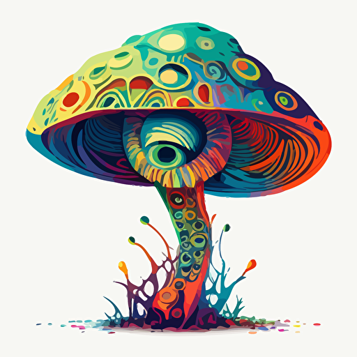 a png vector out a transparent background a lsd trip in the shape of a mushroom animated