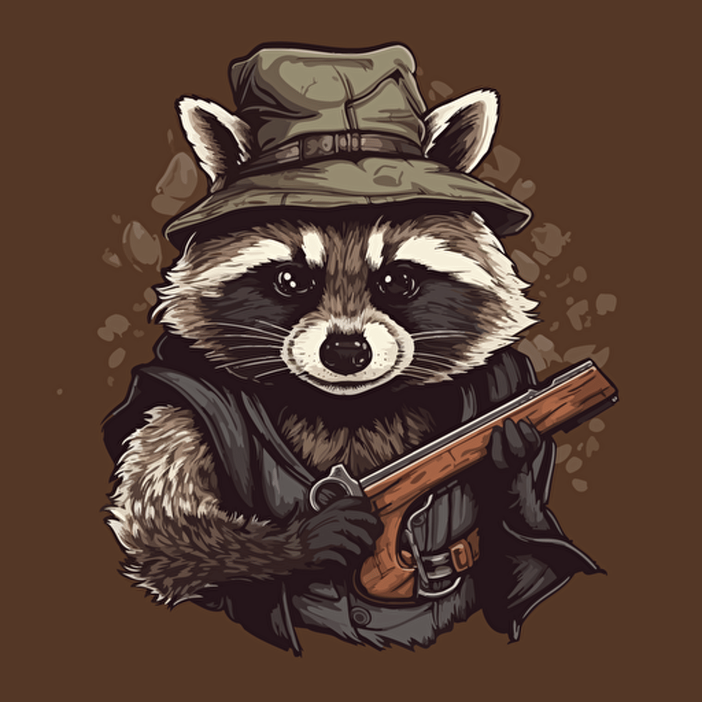 bandit raccoon, logo, 2d art, digital, vector