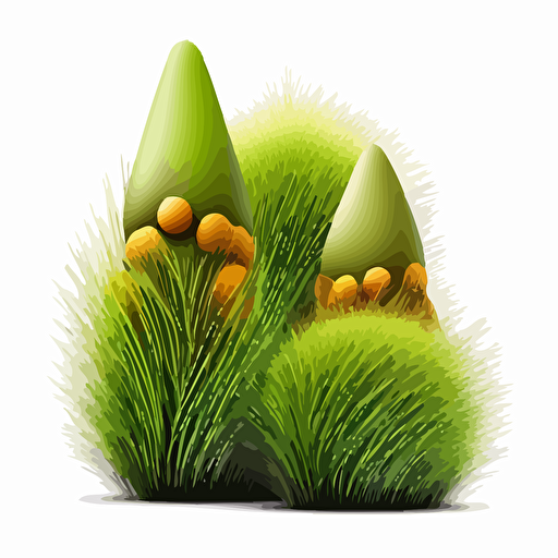 tufts of grass, vector art, morandi colours, isolated white background