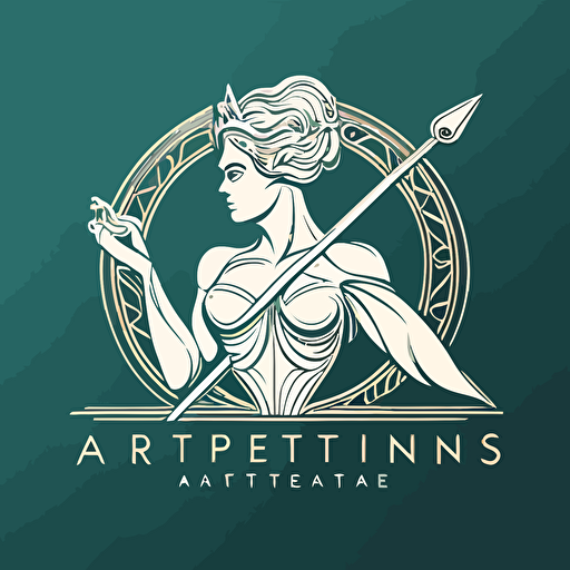a flat vector logo inspired in a greek mythology for a cosmetic clinic called Artemis, and the slogan is, the art of sculpting bodies