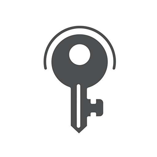 cybersecurity key icon, flat vector art, white background, no lettering, no image noise