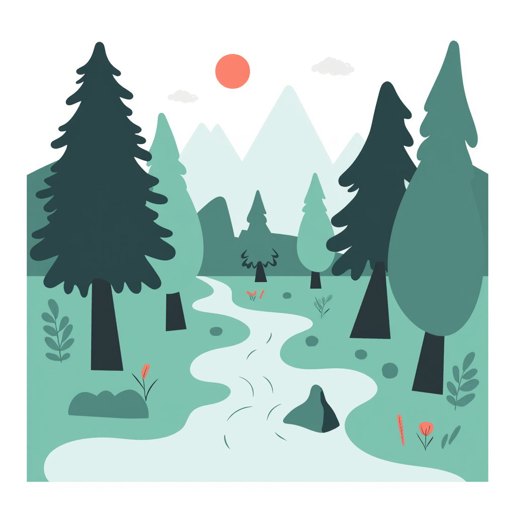 a forest with a river