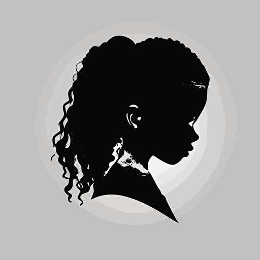 little black girl simple logo, vector, minimal, Silhouette