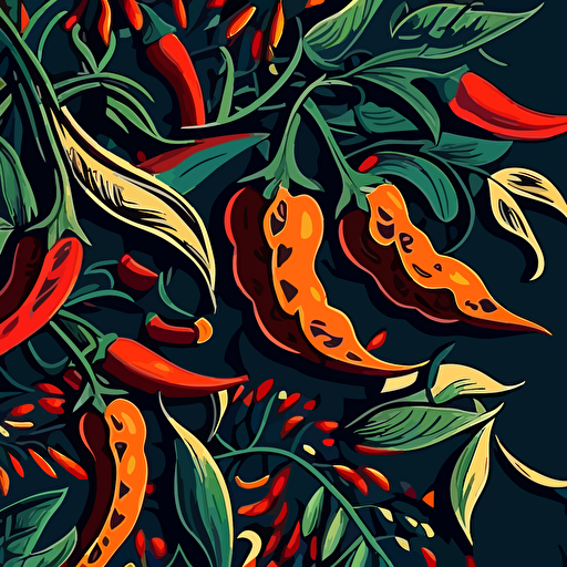 : Vector, cascading, chillis, African_Print style, pattern