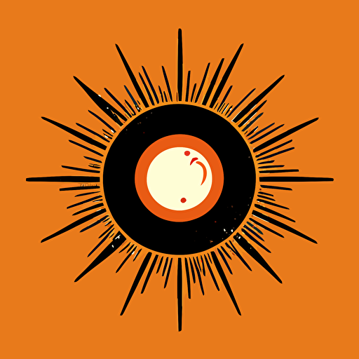 minimalist vector line logo of an orange sun in the style of Saul Bass