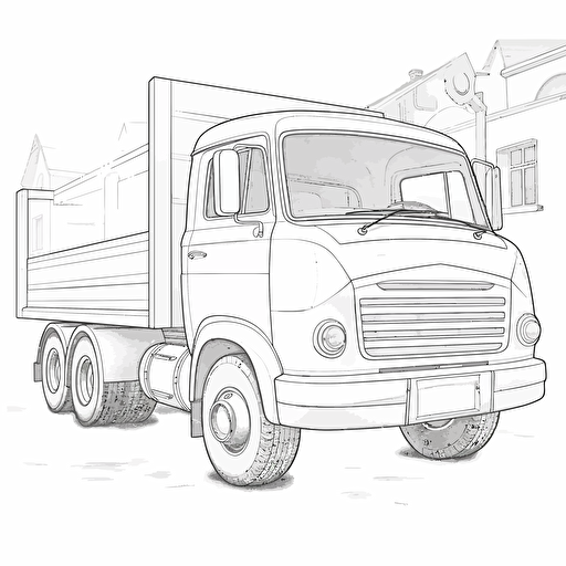 Haz un camioneta infantil, graciosa para niño de 3 años, para colorear, quiero el fondo blanco, imagen completa, estilo de libro para colorear sobre fondo blanco, bien compuesta, página de libro para colorear limpia, sin interpolación, sin degradado, contorno fuerte, sin relleno, sin sólidos, sin sombreado , ilustración vectorial.