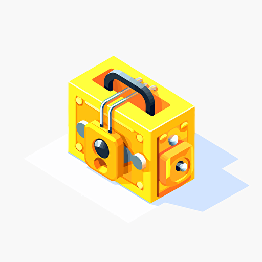 flat isometric illustration of a yellow lock against the white background vector illustration, in the style of sketchfab, minimalist sets, flat, limited shading, with a white background v4
