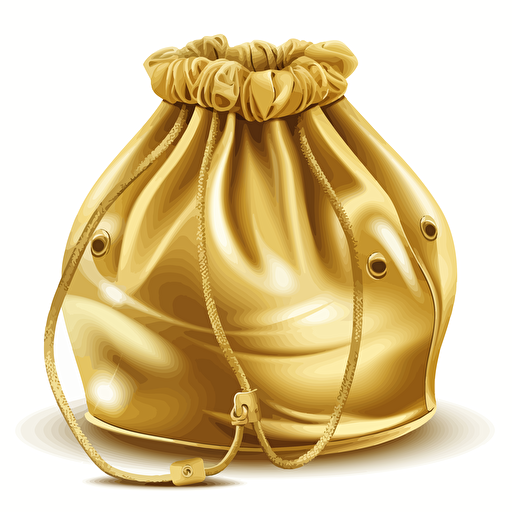 IN CLIP ART STYLE VECTOR STYLE AI MAKE ME A BEAUTIFUL GOLD DESIGNER POUCH PURSE WITH A DRAW STRING